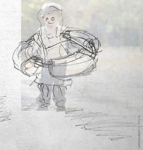child-3-standing-in-the-corona-distance-ring with swimming noodles and such things around and at the circle