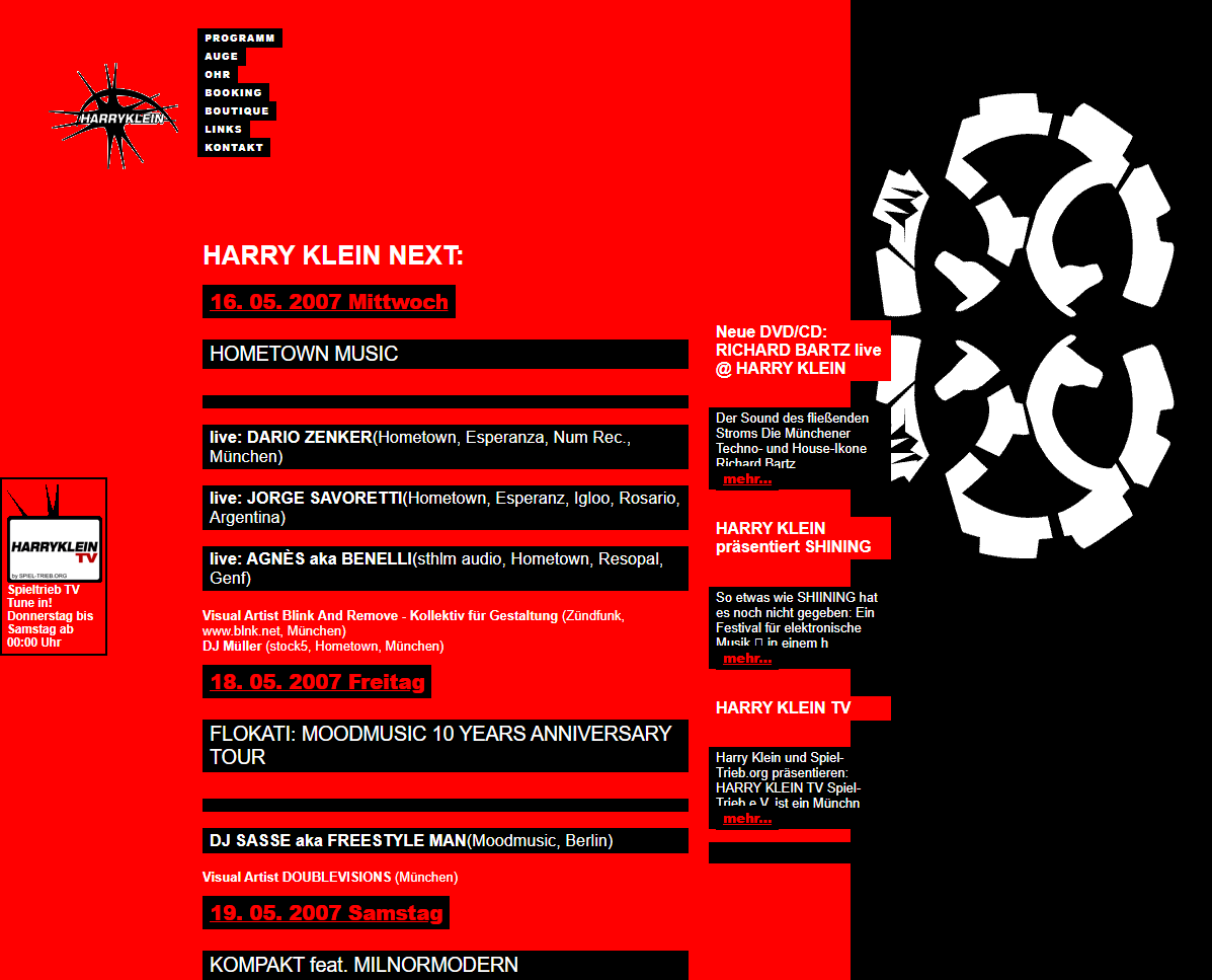 HarryKlein Club Website 2007 mit Kunst am Rand von heiligenblut