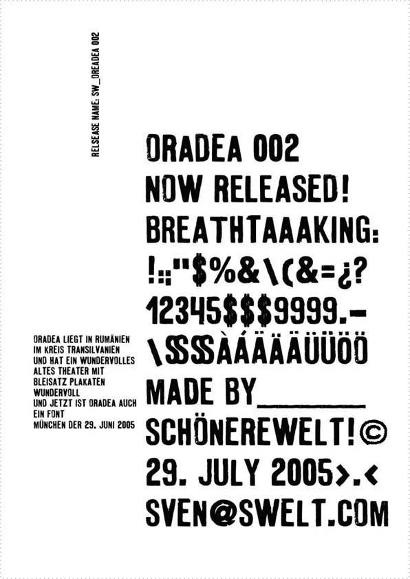 sW oradea 002 - a font by schönereWelt! swelt.com