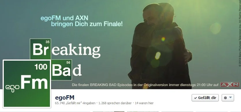 Croped Facebook Page von egoFM mit dem BreakingBad AXN Special gestaltet von schönereWelt!