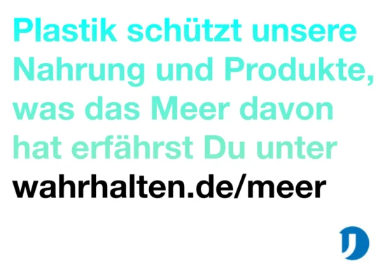 Slogan "Plastik schützt unsere Nahrung und Produkte."