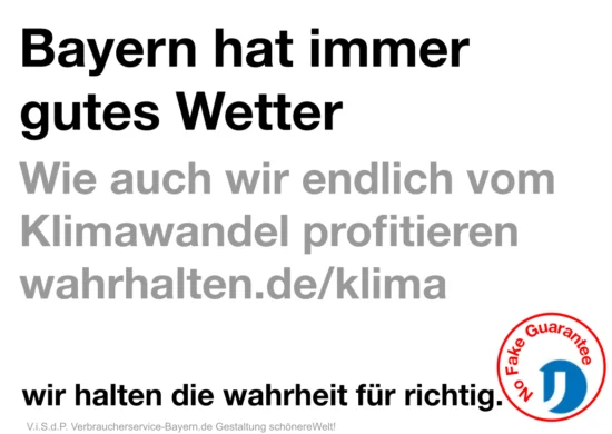 Slogan "Bayern hat immer gutes Wetter. Wie auch wir endlich vom Klimawandel profitieren..."